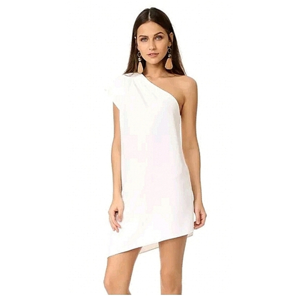 New Alice + Olivia  Melena One Shoulder Asymetrical Dress White Size 10